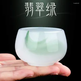 Чайные чашки нефритово -зеленая чашка фарфоровой фарфор Arhat кунгфу