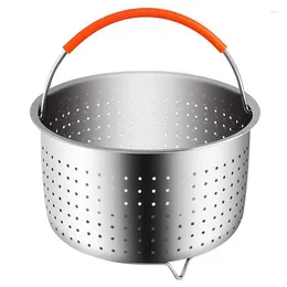 Dubbelpannor -Stainel Steel Steamer Basket Pressure Cooker med silikon täckt handtag robust