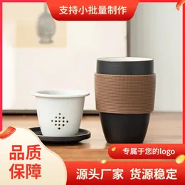 Tassen offizieller Hut Handy Tasse schwarzer Keramik -Reise -Tee -Set Making Creative Gift Office mit Filter Silikonabdeckung