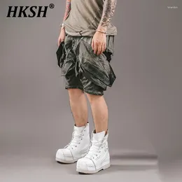 Shorts maschile HKSH Multi Pocket Workwear Washing Oxabs-Out Casual Knee Lunghezza Pants Punk Stifari Stifari Summer Design Cropped HK0813