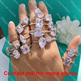 Designer Womens Diamond Ring Ring Luxury Wedding noivado para mulheres de alta qualidade 925 jóias de prata esterlina com caixa por atacado