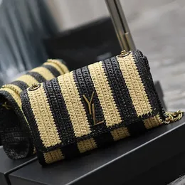 Designer torba pionowa pasiastka łańcuchowa torba na ramię klasyka moda damskie luksusowe słomkowe torby na ramię crossbody torba torba torebka torebka komunikator