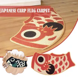 Tapetes de boas-vindas a capacho japonês estilo vermelho carpa estampada tapetes de piso de tapete não deslizamento Entrada criativa de entrada criativa Hallwa H3C8