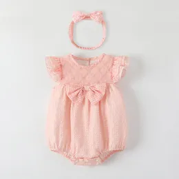 Girls Summer Rompers rosa vestiti neonati per neonati con neonato per pagliaggio costume turisti tute tute per bambini per bambini Outfit H8GA#