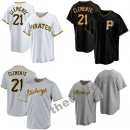 Herrengröße S-3xl Pittsburgh 21 Roberto Clemente Baseball-Trikot-Piraten genäht