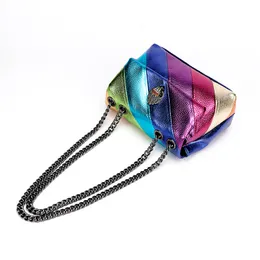 Borse Kurt Geiger London Kensington Mini Chains Metal Chains Bag per Women Luxury Designer Bags da sera con pannelli Rainbow Cross Body Cash Cash Clutch Brid Brid Brid Brid