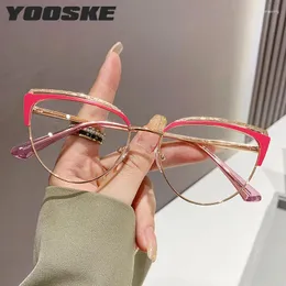 Sunglasses Frames YOOSKE Cat Eye Blue Light Decorative Fashion Large Frame Flat Mirror Glasses Comfortable Lightweight