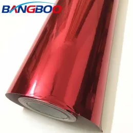 Adesivos 1,52*18m Red Vehicle embrulhando adesivos fomeiro brilhante espelho de carro cromado folha de chapas de vinil filme de adesivo