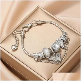 Charm Bracelets Mode weiße Liebe Anhänger Ehepaar Armband Frauen Schmuckkette Kristall für Männer Gegenstände 10a Drop Lieferung Dhuaw