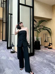 Pantaloni da due pezzi da donna 2024SS Summer Luxury Fashion Women Sexy Striped Tops Vest