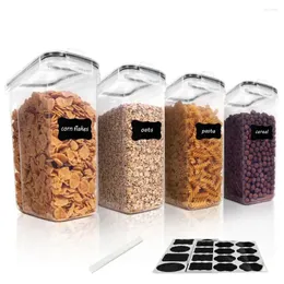 Storage Bottles Air Tight Food Containers Set Of 4 Airtight Cereal Boxes With Pour Spout Stickers Transparent For Pantry