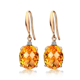 Andere natürliche Citrin 14k Gelbgold Ohrringe für Frauen zeitloses Design Delikate weibliche Hochzeit Luxusohrringe Fein Schmuck