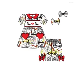 Set di abbigliamento per bambini boutique non smeratto abbigliamento cartone animato Princess Stampa outfit all'ingrosso Set di ragazze smock smock