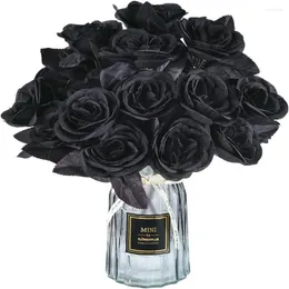 Flores decorativas Pure Black Black Rose Halloween Festival Festival de Terror Gótico Estilo Gótico Dark Bouquet Series Party Garden Decoration