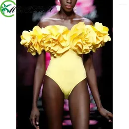 ملابس السباحة للسيدات Muolux 2024 3D Flower Women Pikini وصول مثير قطعة واحدة