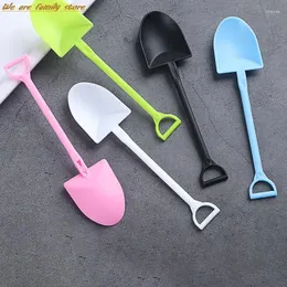 Coffee Scoops 100Pcs Disposable Plastic Spoon Creative Shovel Shape Mini Ice Cream Dessert Spoons Cake Shop Party Tableware