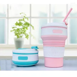 أكواب 350 مل من السيليكون الإبداعي قهوة قهوة Sippy Cup Cup مقاومة للتسرب للسفر المشي لمسافات طويلة Food Grade BPA Free Freeable Mug