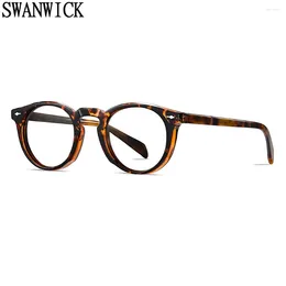 Okulary przeciwsłoneczne Swanwick Retro okrągłe okulary przeciw niebieskie światło kobiety octan TR90 Rama optyczna dla mężczyzn czarne brązowe prezenty unisex przedmioty