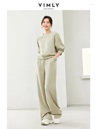 Damen zweisteuelhafte Hosen vimly lässige 2 Sets Schweißanlagen Frauen Outfit 2024 Frühling O-Neck Sweatshirt Weitbein Hosen Sportanzug Frauen Kleidung