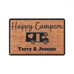 Tapetes personalizados Happy Campers Doormat Doormat Outdoor Indoor 5th Wheel Camper da porta da frente do tapete de tapete de tapete de tapete de borracha