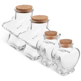 Butelki do przechowywania 4 szt. Małe szklane słoiki z korkiem pokrywką serce i cukierki w kształcie gwiazdy przezroczysty pojemnik na dryf