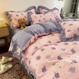 Set di biancheria da letto 2024 Pure Cotton Fresh Set fresco coreano pastorale retrò floreale floreale piumino piumino foglio cuscino 4 pari