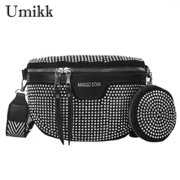 TOTES Fashion Rhinestone Talist Bag Pasek Kobiet Pakiet Crossbody Crossbody Pu Pu Bling Fanny na zakupy na świeżym powietrzu