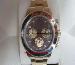 Presente de Natal de alta qualidade Relógios de pulso Mens relógio 18K Gold 116528 MOP Diamond Dial Gold2638421