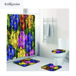 Badmattor 4st fyra slags färgblommor banyo badrum mattan toalettuppsättning nonslip tapis salle de bain alfombra bano