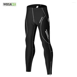 Racing Pants Wosawe Men's Cycling Tights Cykelbottnar andas Sport Solid Black Mountain Mtb Road Byxor