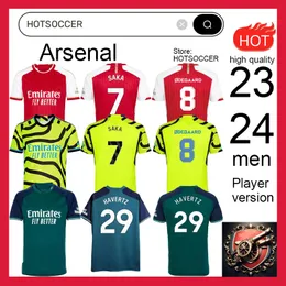 Saka Soccer Jerseys G. Jesus Odegaard Rice Havertz 23 24 Gunners Martinelli Smith Rowe Nketiah Zinchenko Saliba Trossard Football Shirt Men Kit Hotsoccer