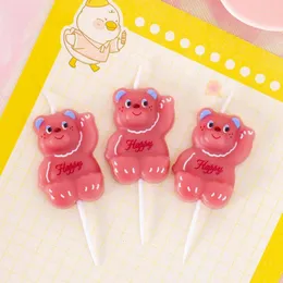 Party Supplies Cartoon Bear Happy Birthday Candles Ins Jelly Cake Candle Decoration Children's Creative