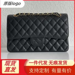 Xiaoxiangfeng Classic CF Caviar Cowhide Womens Bag with Diamond Grid Chain Single Sholdled oflique Spining Flip Litchi Pattern Small Square