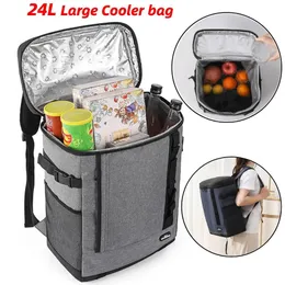 24L Cooler Box Picnic Bag Stor termisk ryggsäck Isolerad strandöl Zip Pack Camping Drink Bento Bags 240328