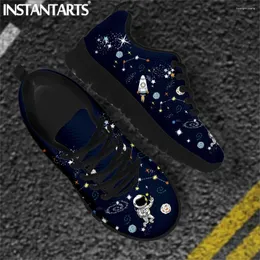 Повседневная обувь Instantarts Astronaut Planet/Rocket Print Flats для женщины кружевы кроссовки дизайн бренда дизайн весенняя сетка женская обувь женская обувь