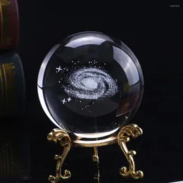 Estatuetas decorativas de 6cm Po Props Sphere de mesa com base Base Crystal Ball 3D Craft Gravado Sistema Solar Planetas Miniature Planets Modelo