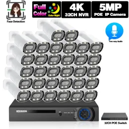 시스템 32 채널 NVR 키트 5MP POE CCTV 카메라 보안 시스템 키트 32CH 4K NVR 나이트 비전 비디오 감시 카메라 시스템 세트