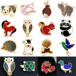 Designer Lucky Animals Horse Squirrel Turtle Panda Dove Teddy Bear Dog Owl Brooch Brooches For Women Sparkling Vintage Broocht Pins Breastpin Accessories