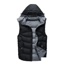 Men'S Vests Mens Esigner Down Vest Casual Hooded Winter Jacket Male Outdoor Windbreaker Double Sides Wearable Coat Drop Delivery Appar Dhws6