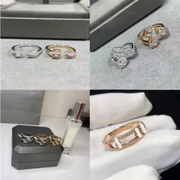 2024 Designer französischer Mes Luxus Sika Serie 925 Sterling Silver Band Ring für Frauen Klassiker Schmuck Drei Aktivität Diamant Move Diamond Rings Muttertagsring Geschenk