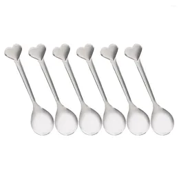 Spoons 6 Pcs Stainless Steel Love Spoon Mini Coffee Honey Household Cake Teaspoon