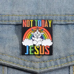 Nie dzisiaj Jezus Enamel Pins Niestandardowe LGBT Rainbow Cloud Brooche Lapel Baine Punk Gothic Satan Biżuter