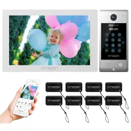 Дверные звонки Tmezon 7 дюйм 4 провода 1080p Wi -Fi Smart Video Door Thephine System с проводным приложением для дверного звонка/пароль/сквозной сенсорный экран карты