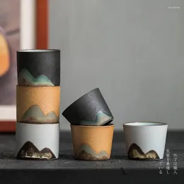 머그잔 50ml 세라믹 손으로 그린 ​​마운틴 찻잔 Zen Kungfu 작은 콘 스트레이트 입 마스터스 컵