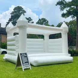 Toptan 13x13ft Full PVC şişme düğün sıçrama kalesi Atlama Yatağı Atlama Bouncy House Jumper Beyaz Bouncer House Dışarıda Eğlence İçin