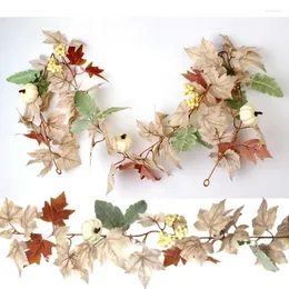 Decorative Flowers Fall Garland With Artificial Autumn Pumpkin Pine Cone Berry Vines For Thanksgiving Halloween Party Home Decor