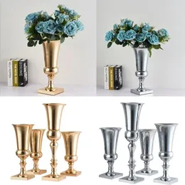 Vasos grandes vaso de flor de ferro prateado de luxo urn mesa de casamento centrepie