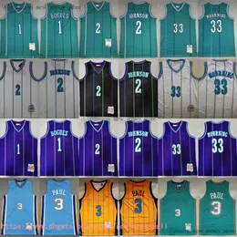 Classic Retro Mitchellness 1992-93 Basketball 2 Larryjohnson Jersey Throwback 3 Chrispaul 1 TyronemuggsyBogues 33 Alonzomourning Jersey andningsskjorta