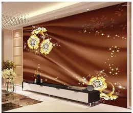 Tapeten Tapeten Custom Po Tapete 3d Wandgemälde Mode 3 D Schmuck Seidenfernseher Setting Blumen Wandbauer Wohnzimmer