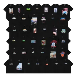 Cross Border Exclusive KITH Collection Short Sleeved American Retro Cartoon Print High Street Casual Loose Round Neck Couple T-shirt